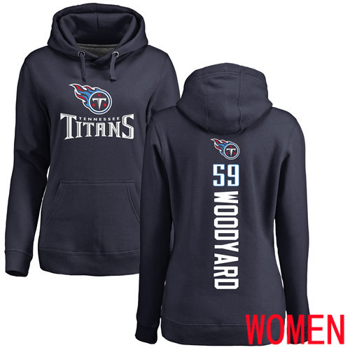 Tennessee Titans Navy Blue Women Wesley Woodyard Backer NFL Football #59 Pullover Hoodie Sweatshirts